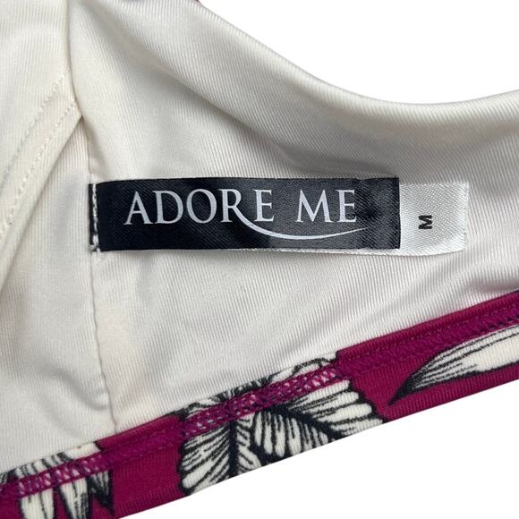 Adore Me Red Bandeau Floral Bikini Top Size Medium M - Picture 3 of 5